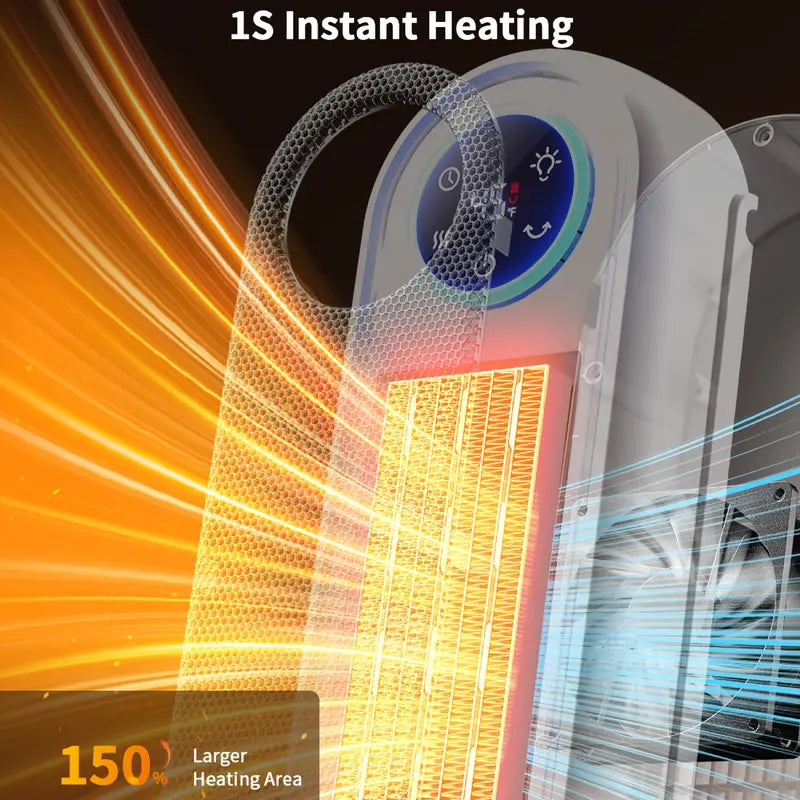 1500W space heater with remote, digital display, and overheat protection.