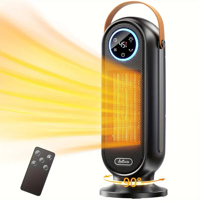 1500W space heater with remote, digital display, and overheat protection.