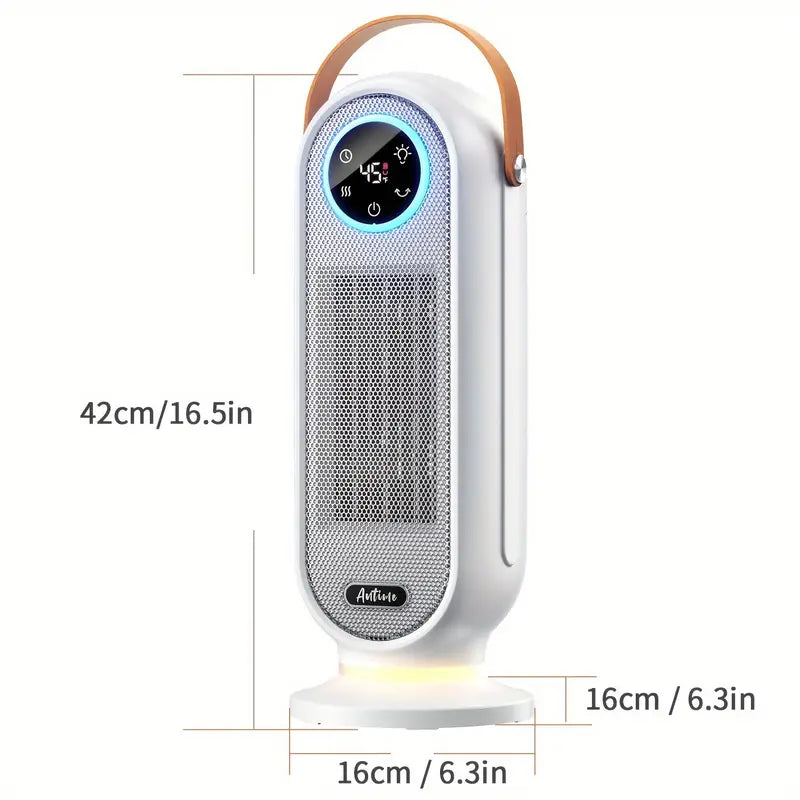 1500W space heater with remote, digital display, and overheat protection.